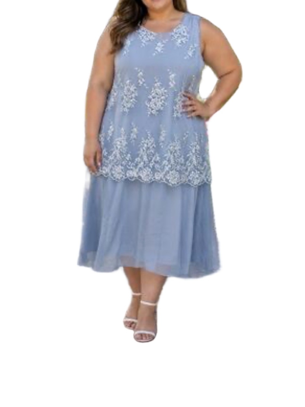 Hekka Women’s Embroidered Light Blue Sleeveless Dress -Special Events Sz XXL NWT